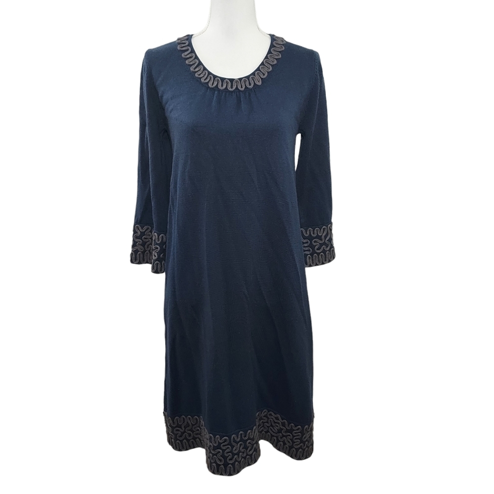 Boden Venice navy wool blend sweater dress 10
